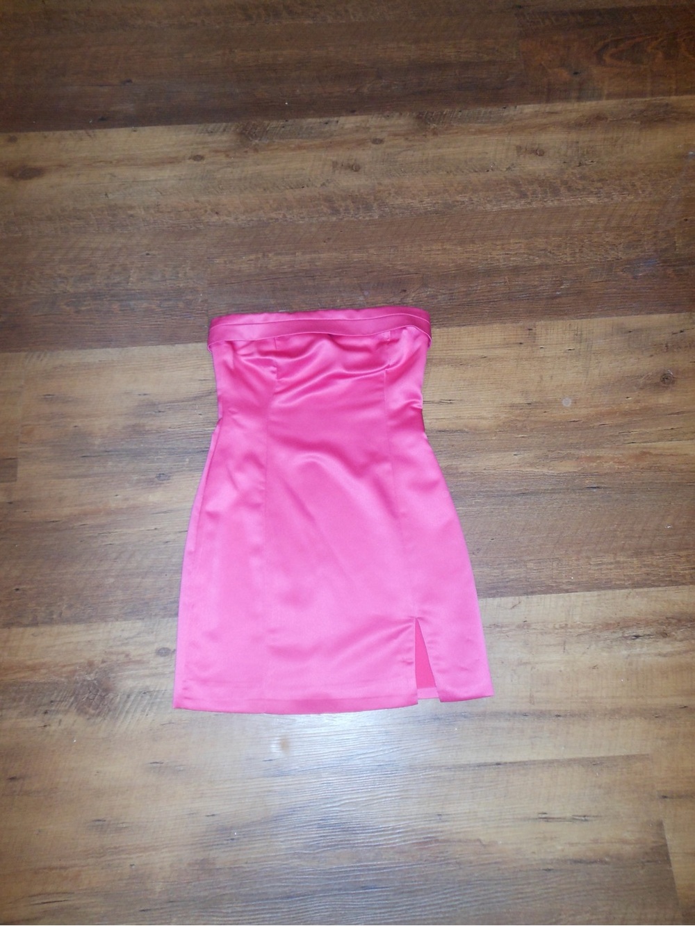 American Threads Strapless Hot Pink Satin Mini Dress